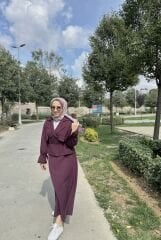 Trenç Etekli Takım Mürdüm