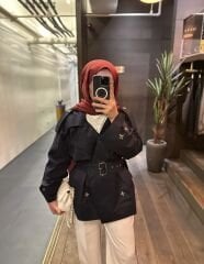 Oversize Trenç Lacivert