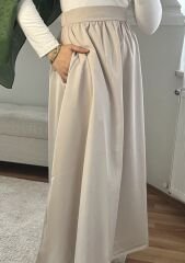 Taş Renk Pileli Etek