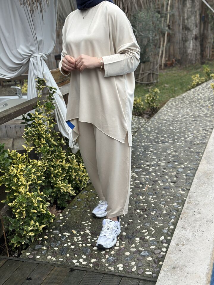 Ekru Şalvar Basic Takım