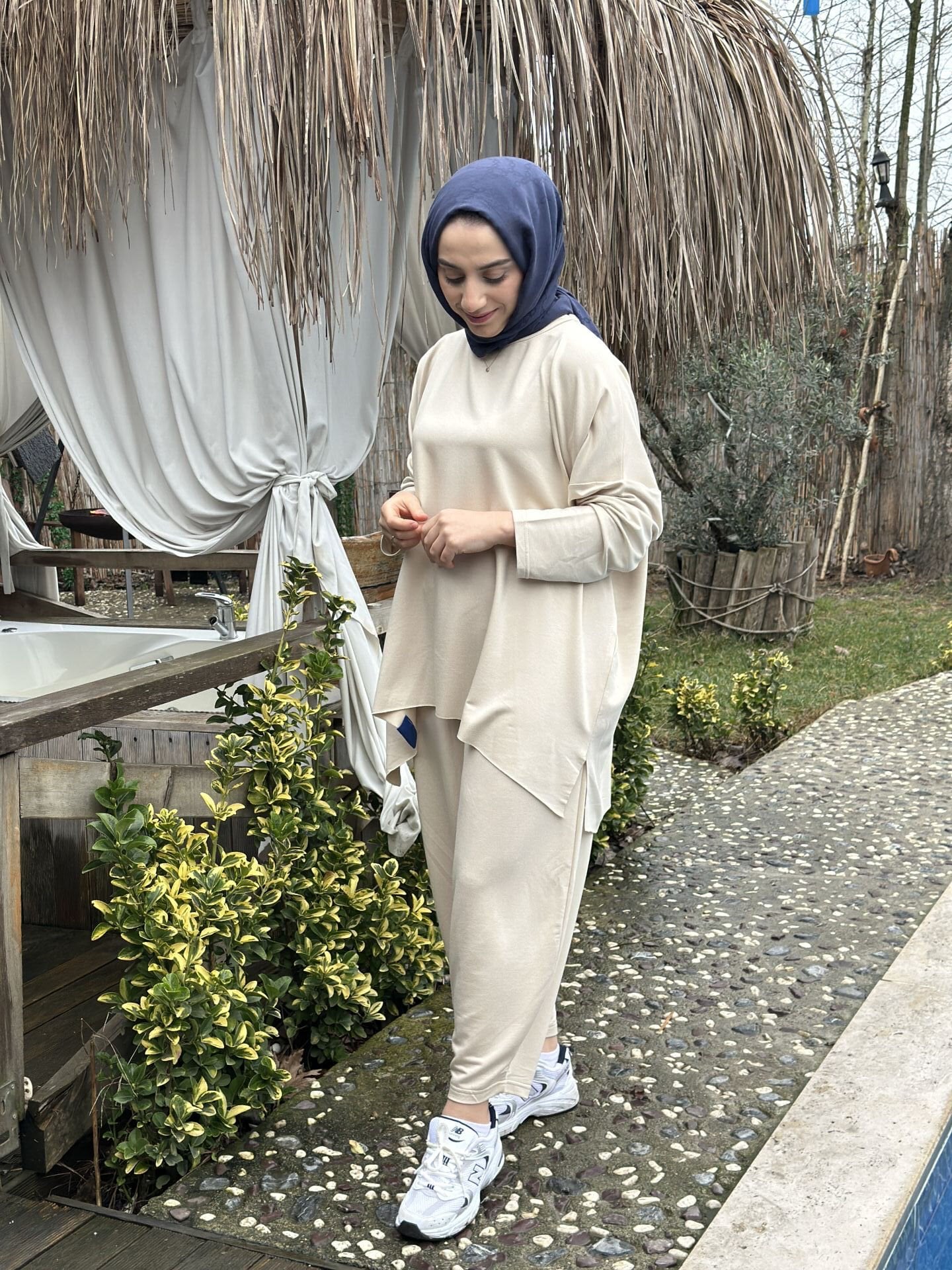 Ekru Şalvar Basic Takım