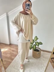 Ekru Şalvar Basic Takım