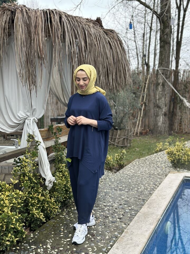 Lacivert Basic Şalvar Takım