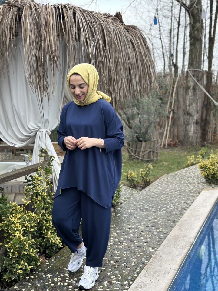 Lacivert Basic Şalvar Takım