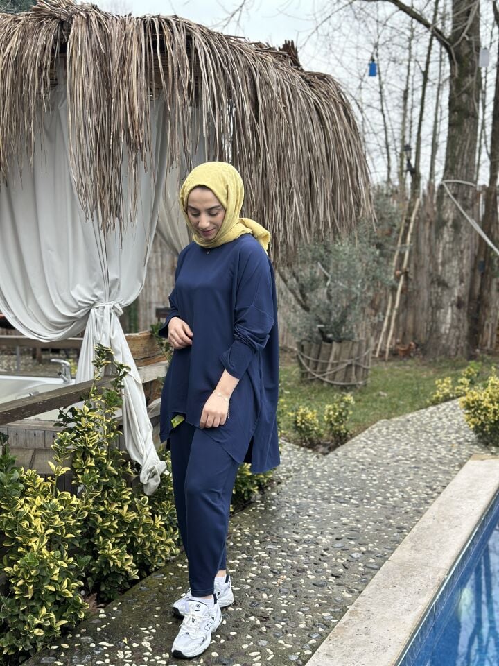 Lacivert Basic Şalvar Takım