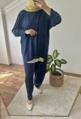 Lacivert Basic Şalvar Takım