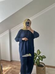 Lacivert Basic Şalvar Takım