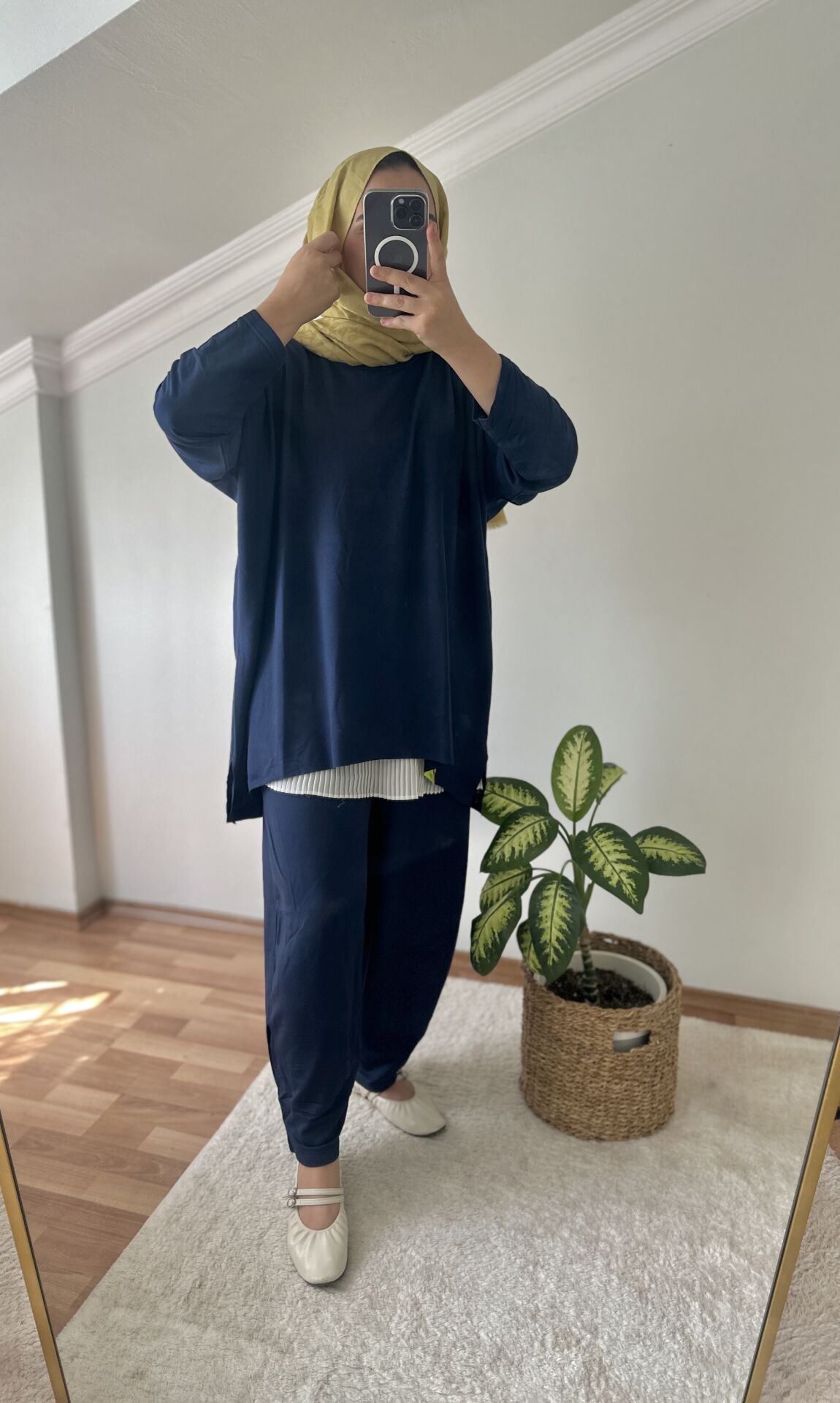 Lacivert Basic Şalvar Takım