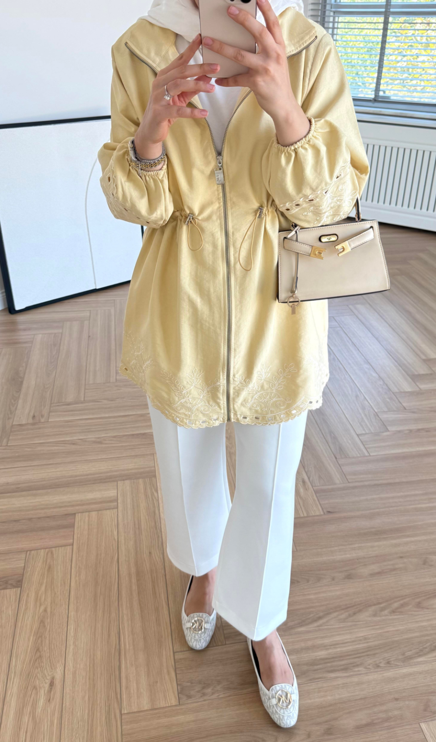 Nakış İşlemeli Ceket Sarı