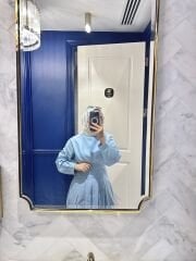 Bebe Mavisi Belden Oturtmalı Elbise