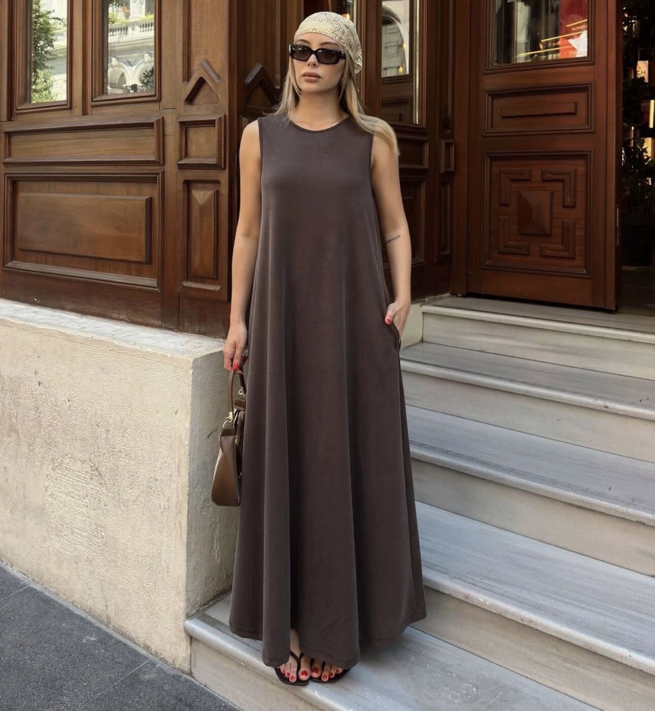 Kahverengi Massi Elbise