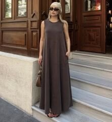 Kahverengi Massi Elbise