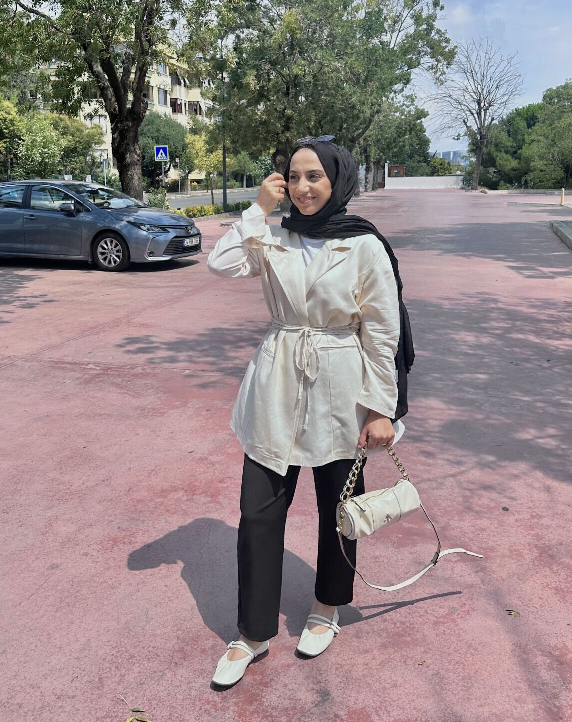 Krem Keten Blazer Ceket