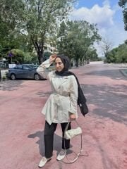 Krem Keten Blazer Ceket