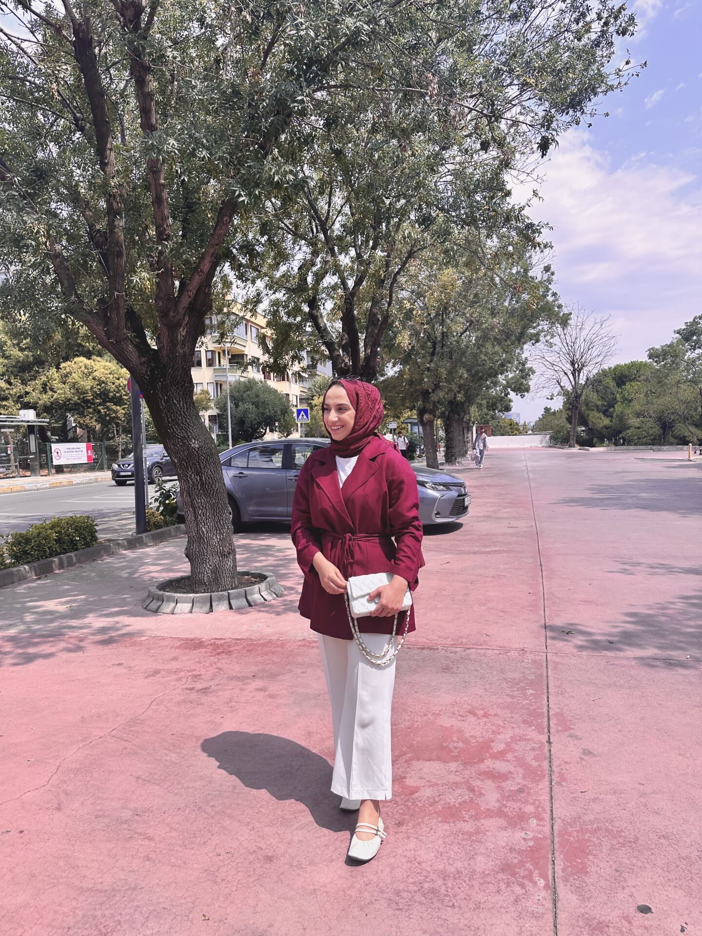 Bordo Keten Blazer Ceket