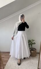 Beyaz Pamuk Vual Etek