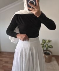 Beyaz Pamuk Vual Etek