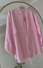 Toz Pembe Tensel Gömlek