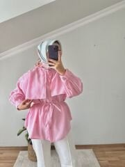 Toz Pembe Tensel Gömlek
