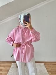 Toz Pembe Tensel Gömlek