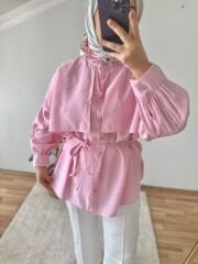 Toz Pembe Tensel Gömlek