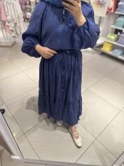 İndigo Pamuklu Kırışık Takım