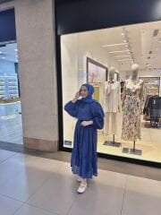 İndigo Pamuklu Kırışık Takım