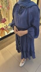 İndigo Pamuklu Kırışık Takım