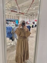 Camel  Pamuklu Kırışık Takım