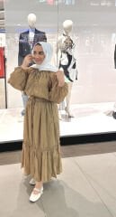 Camel  Pamuklu Kırışık Takım