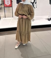 Camel  Pamuklu Kırışık Takım