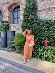 Şifon Çiçek Desenli Elbise