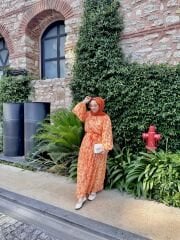 Şifon Çiçek Desenli Elbise