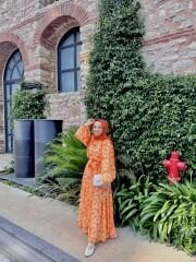 Şifon Çiçek Desenli Elbise