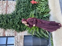 Pamuk Volan Astarlı Elbise Bordo