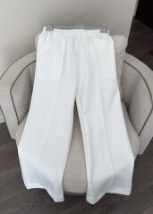 Beyaz Çimalı Scuba Pantolon