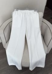 Beyaz Çimalı Scuba Pantolon