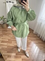 Keten Gömlek Yeşil