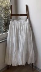 Pamuk Vual Kırışık Etek Beyaz