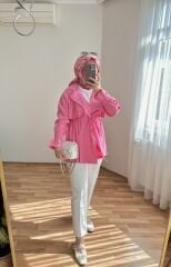 Beyaz Double Çimalı Pantolon