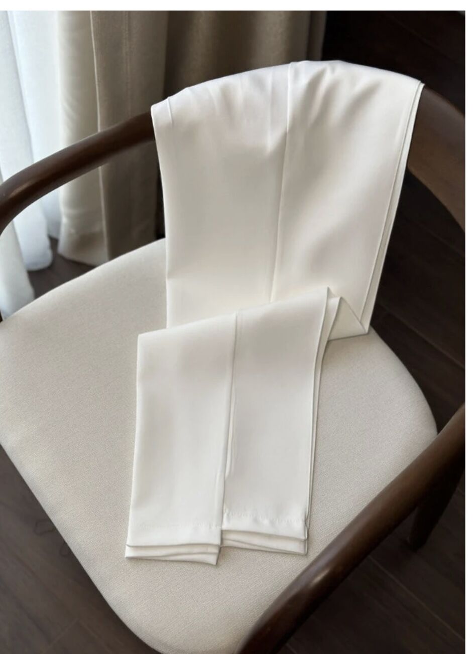 Beyaz Double Çimalı Pantolon