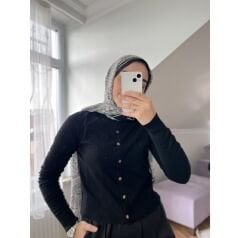 Düğmeli Bluz Siyah