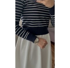 Çizgili Lacivert Bluz