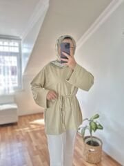 Bağlamalı Yanı Yırtmaçlı Detay Sweat Mint