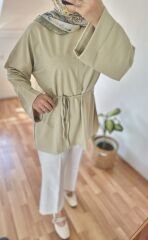 Bağlamalı Yanı Yırtmaçlı Detay Sweat Mint