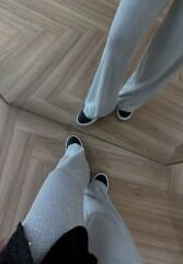 Taşlı Pantolon Gri