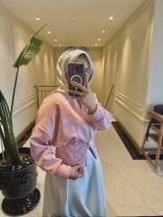 Fermuar Detaylı  Scuba Hırka  Pembe