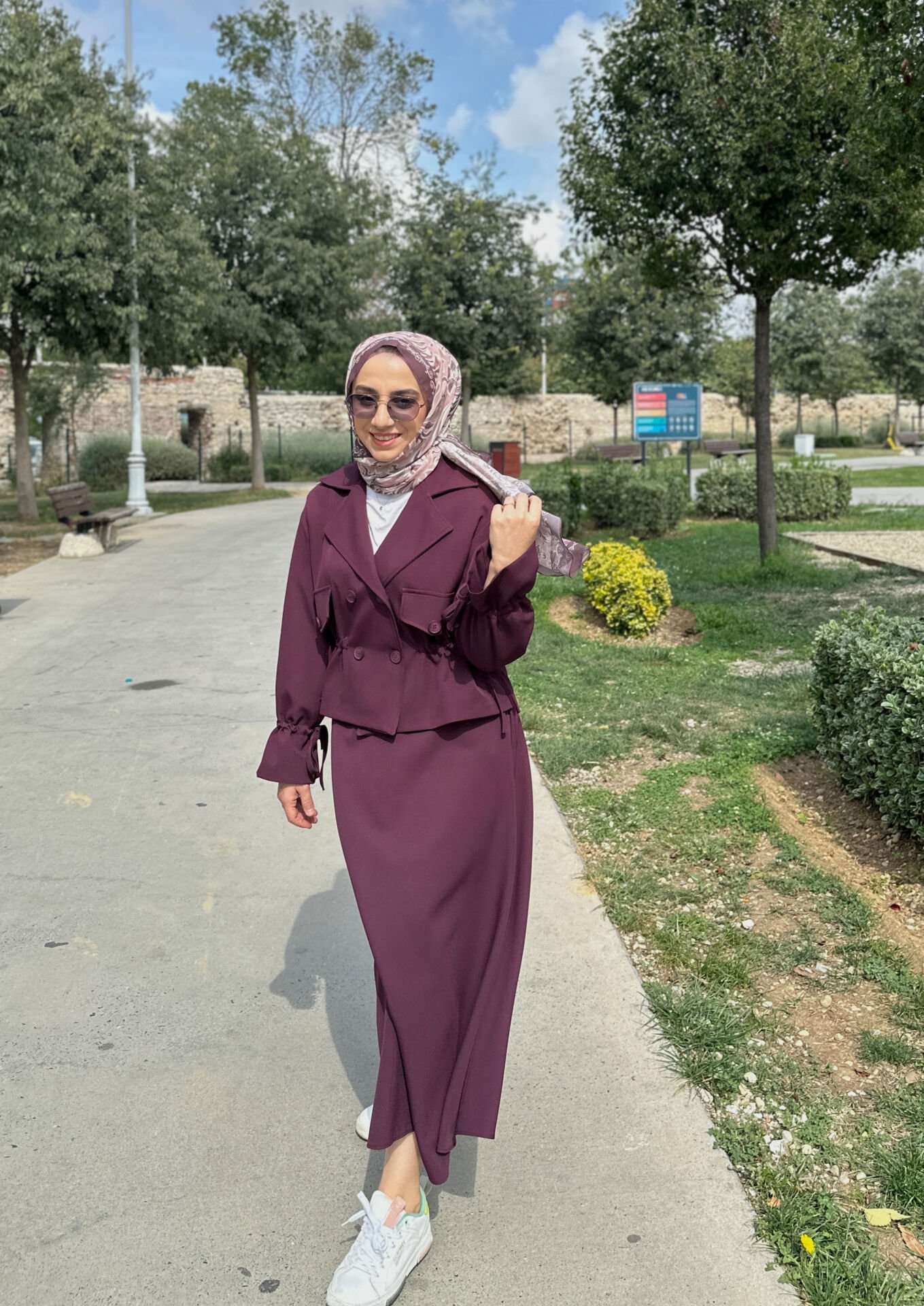 Trenç Etekli Takım Mürdüm