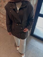 Premium Tasarım Trenç Kahverengi