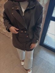 Premium Tasarım Trenç Kahverengi